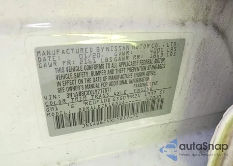 2020 Nissan Sentra Sv Xtronic Cvt z USA, uszkodzony, nr VIN 3N1AB8CVXLY217671